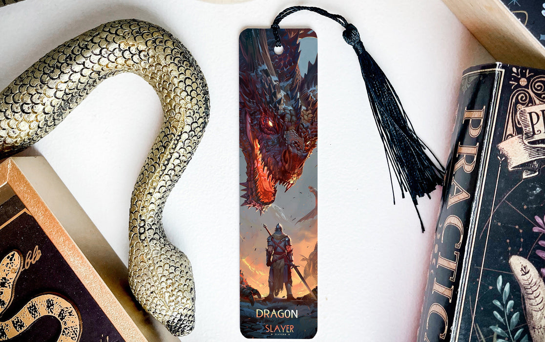 a bookmark with a picture of a dragon on it