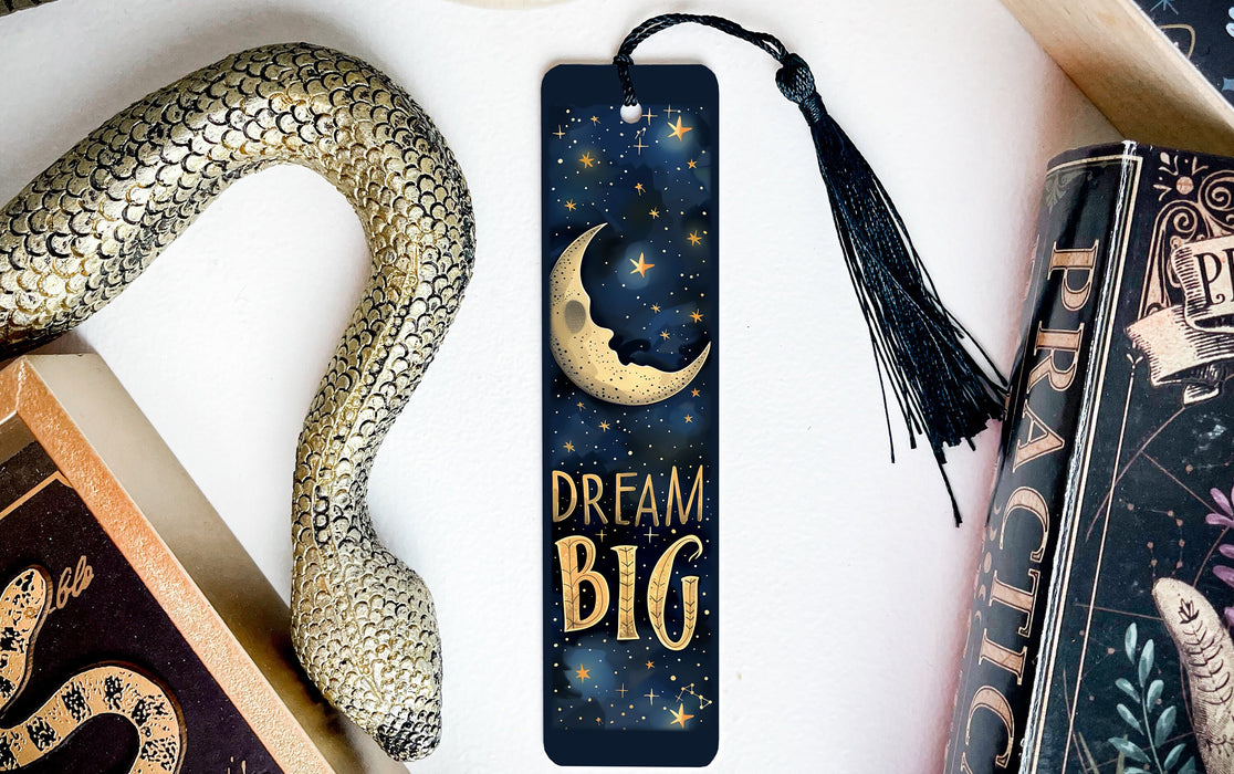 a bookmark with the words dream big on it