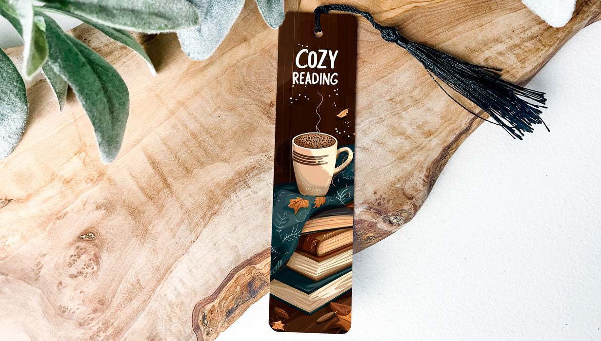a bookmark with a picture of a cup of coffee