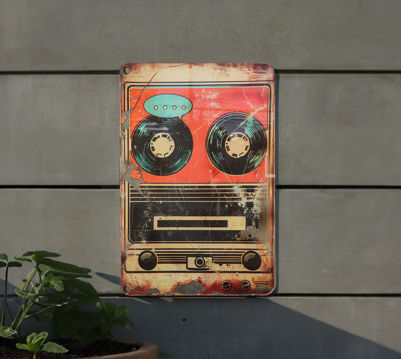 a picture of an old radio on a wall