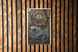 a picture of a bitcoin on a wooden wall