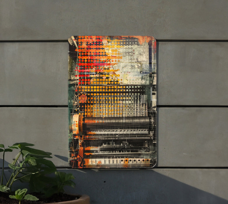a painting on a wall next to a potted plant