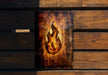 a picture of a star wars symbol on a wooden bench