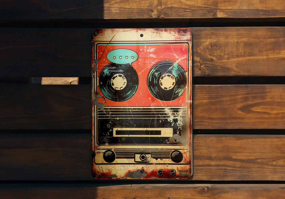 an old radio sitting on top of a wooden bench