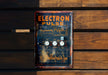 a close up of a sign on a wooden wall