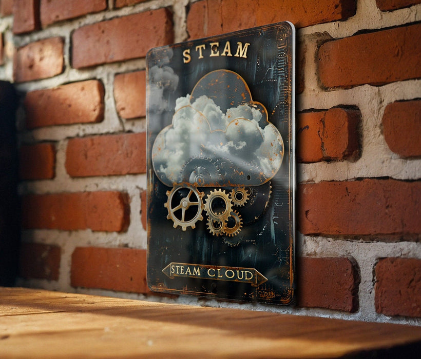 a picture of a steam clock on a brick wall