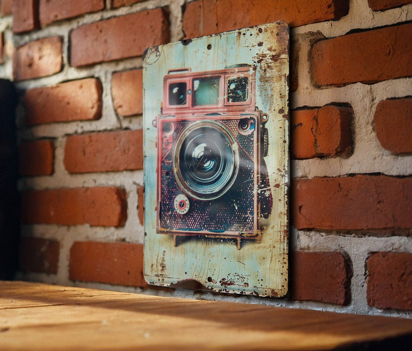 a picture of a camera mounted on a brick wall