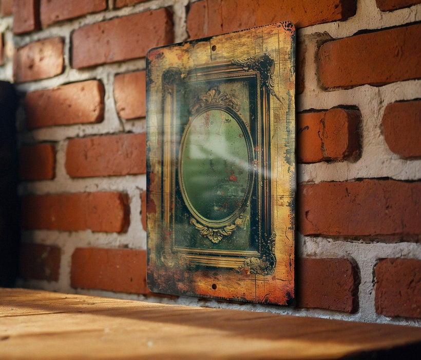 a picture of a picture hanging on a brick wall