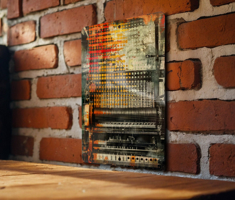 a picture of a radio on a brick wall