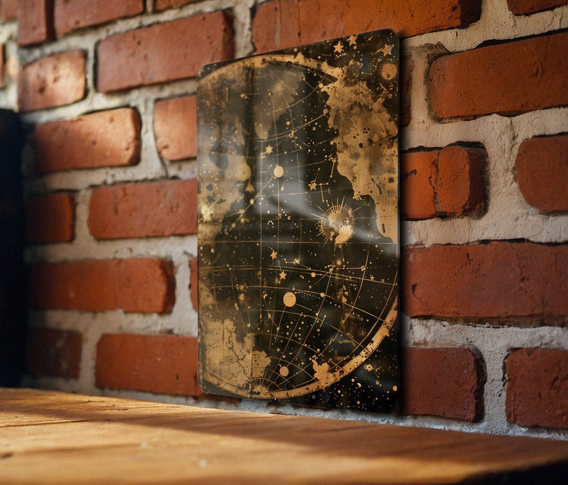 a picture of a star map on a brick wall
