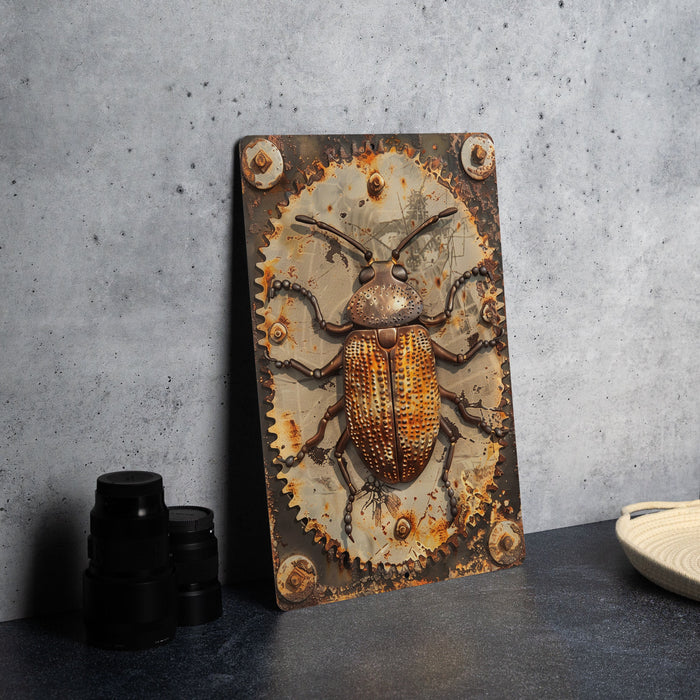 a picture of a bug on a metal plate