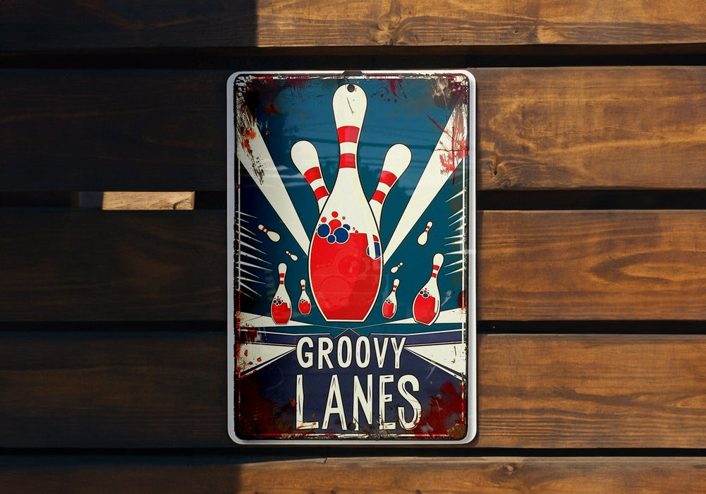 a sign that says groovy lanes on it
