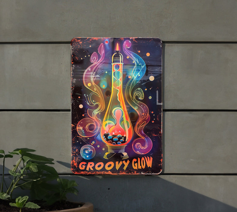 a sign on a wall that says groozy glow