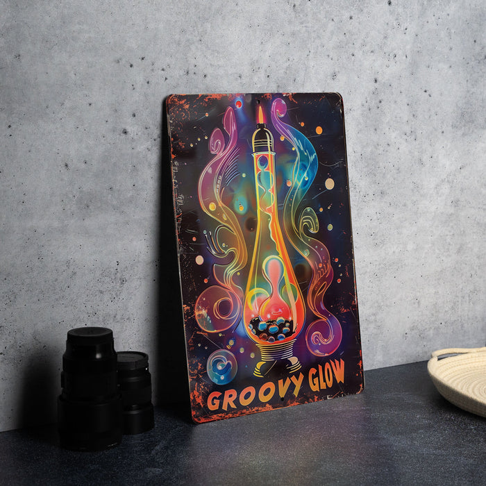 a painting of a rocket on a table next to a pair of binoculars