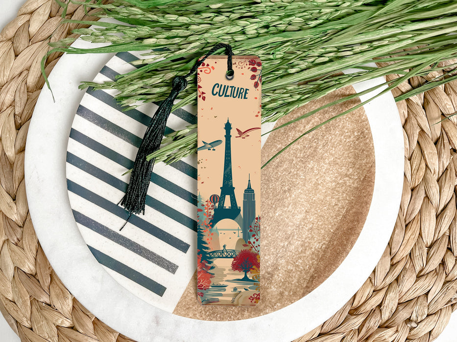 a bookmark with a picture of the eiffel tower on it
