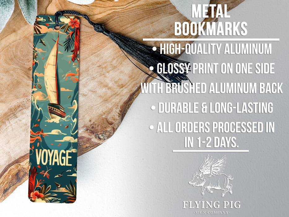 a bookmark with an image of a boat on it