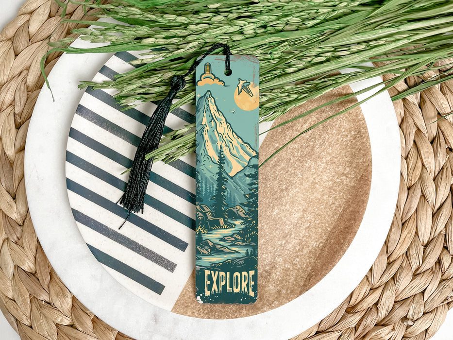 a bookmark with a picture of a mountain on it