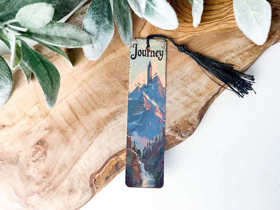a bookmark with a picture of a mountain on it