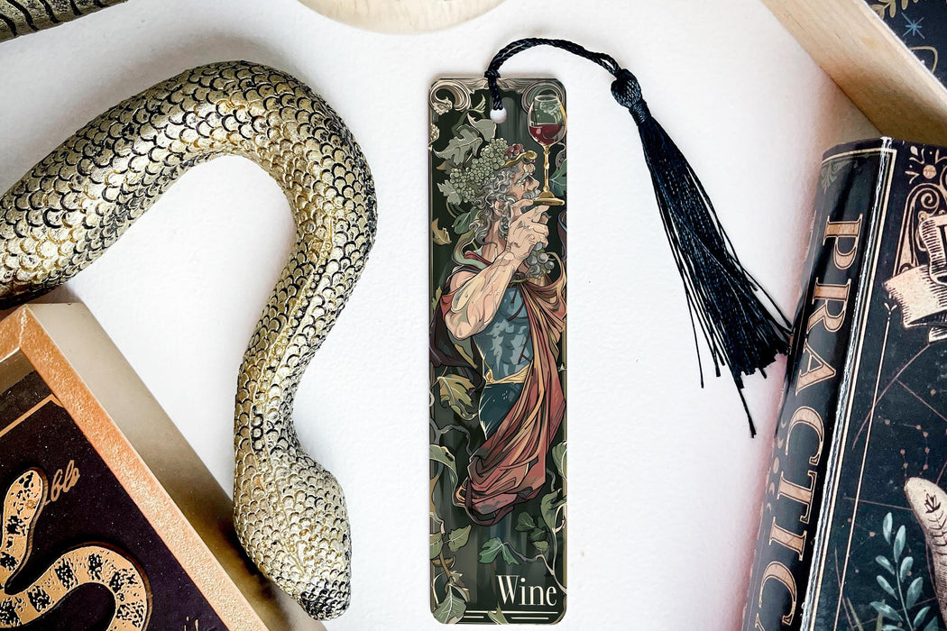 a bookmark with a picture of a woman and a snake on it