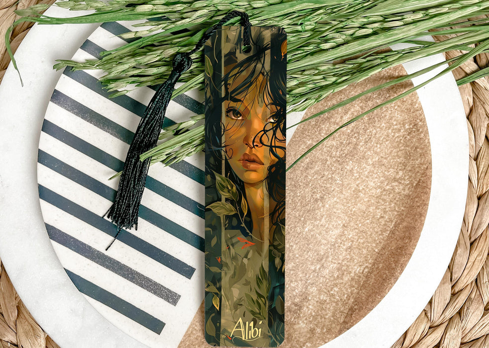 a bookmark with a picture of a woman on it