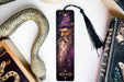 a bookmark with an image of a wizard on it