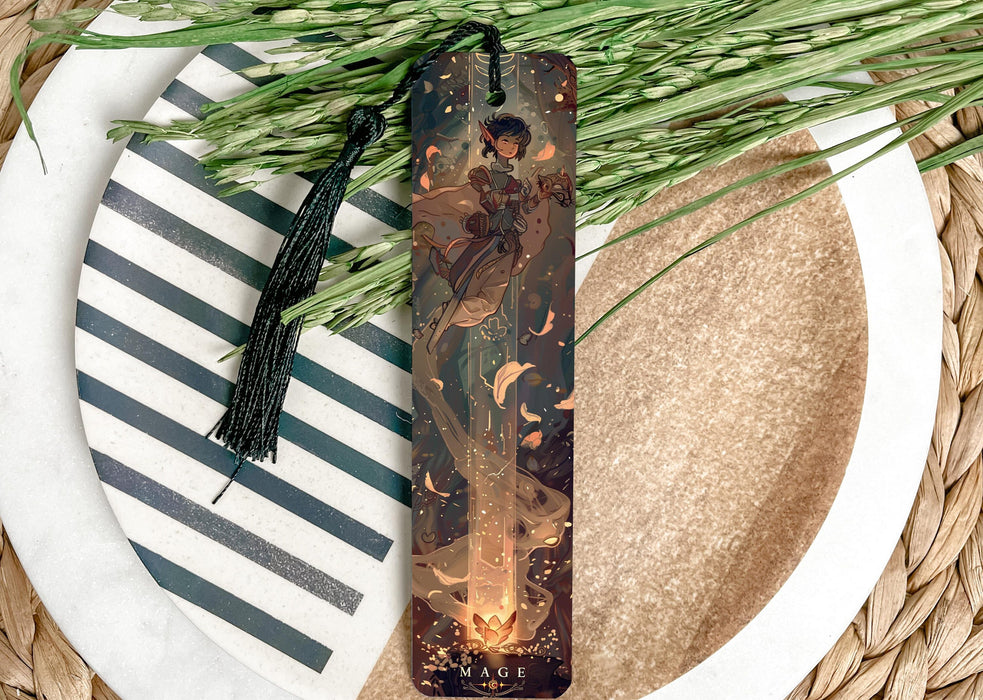 a bookmark with a picture of a boy on it