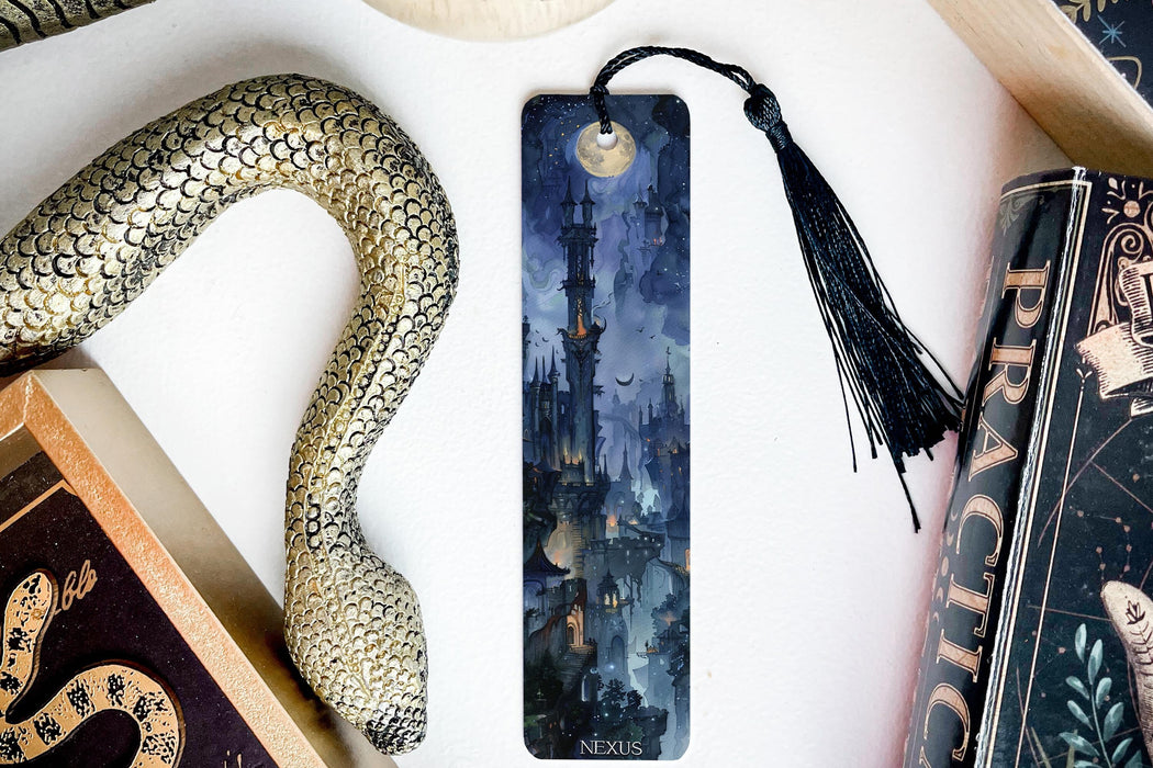 a bookmark with a picture of a castle on it