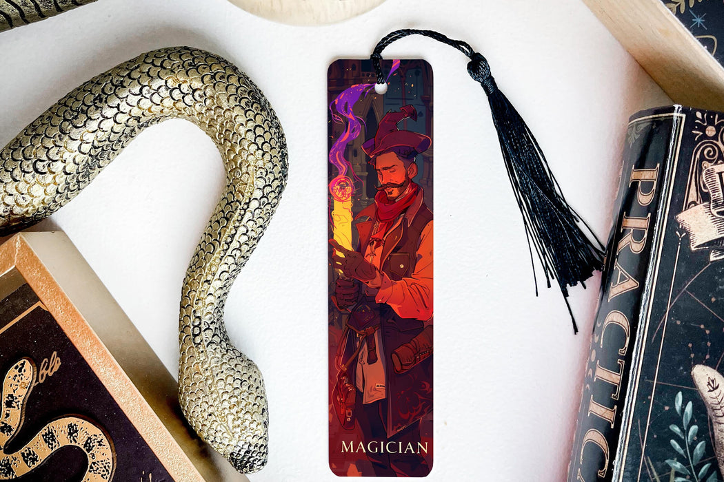 a bookmark with a picture of a man on it