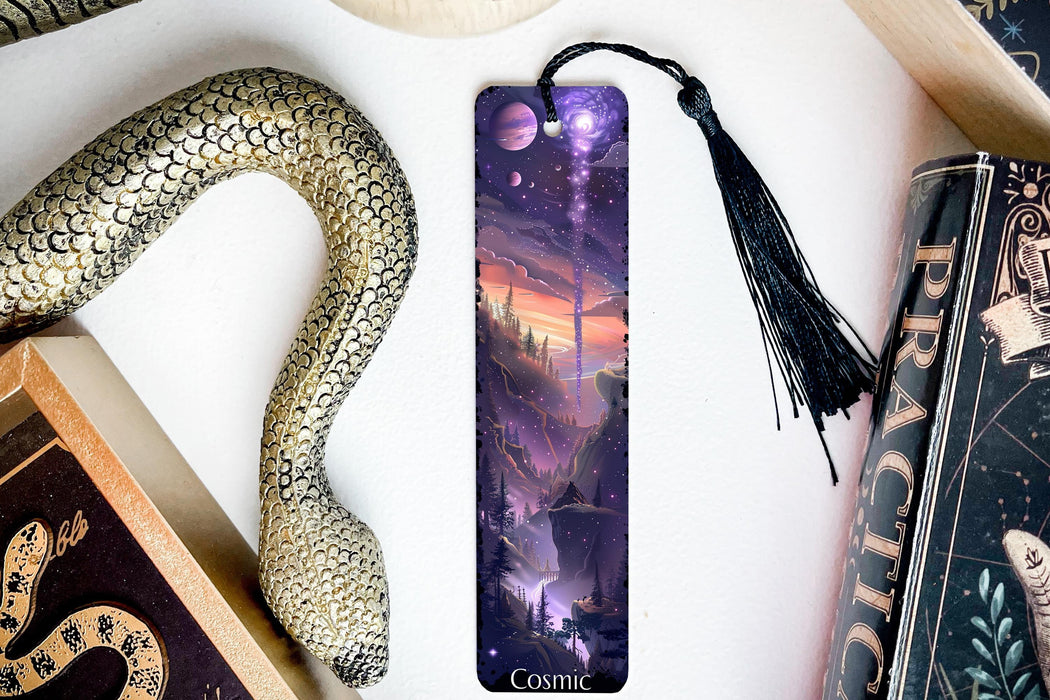 a bookmark with a picture of a city on it
