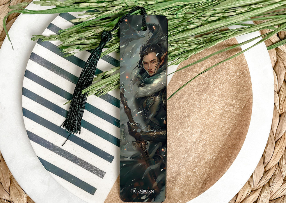 a close up of a bookmark on a plate
