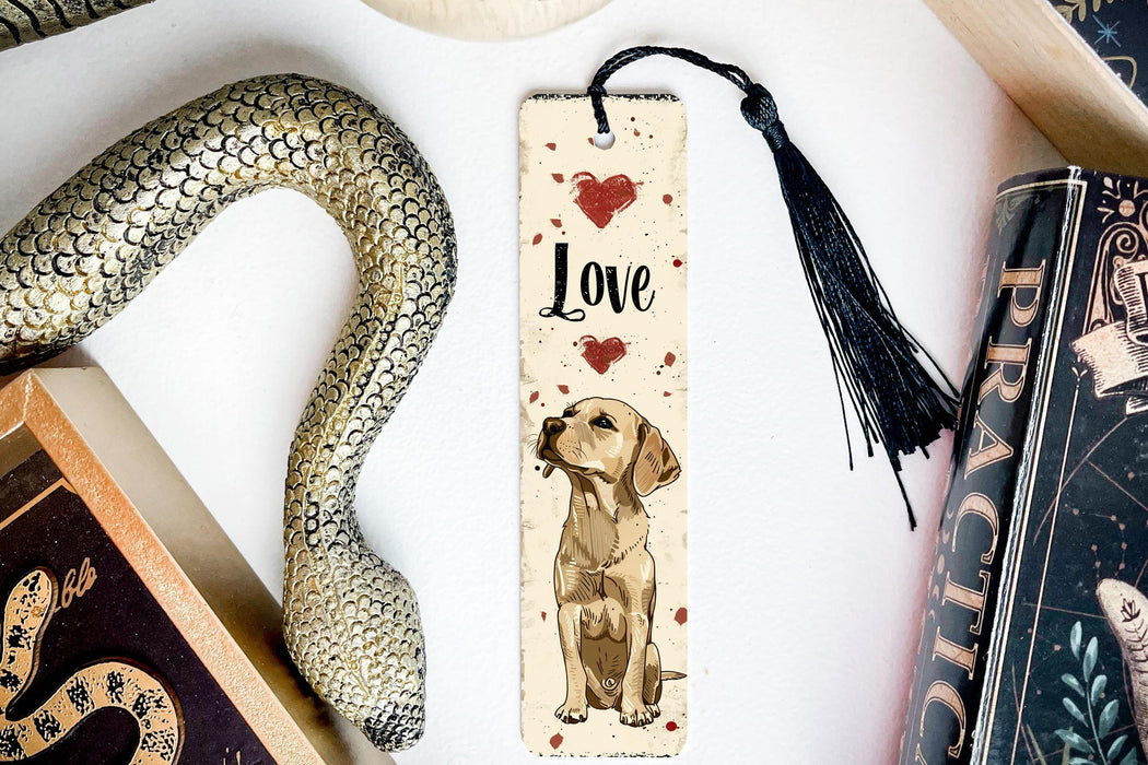 a bookmark with a picture of a dog on it