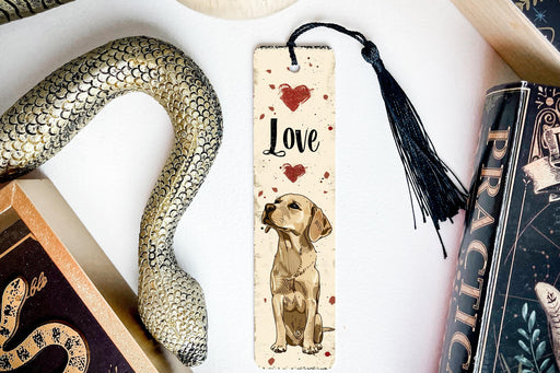 a bookmark with a picture of a dog on it