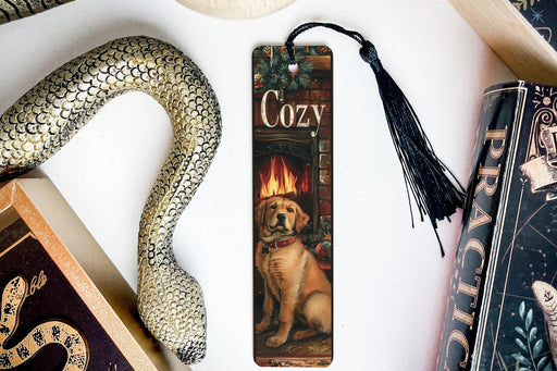 a bookmark with a picture of a dog on it