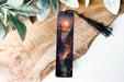 a bookmark with a picture of a city on it