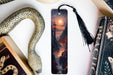 a bookmark with a picture of a city on it