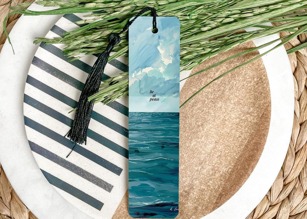 a bookmark with a picture of the ocean on it