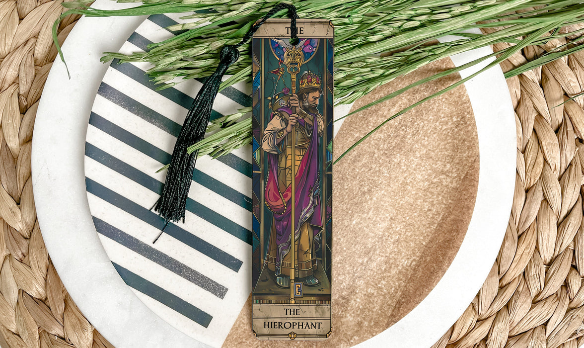 a bookmark with a picture of a man and a woman on it