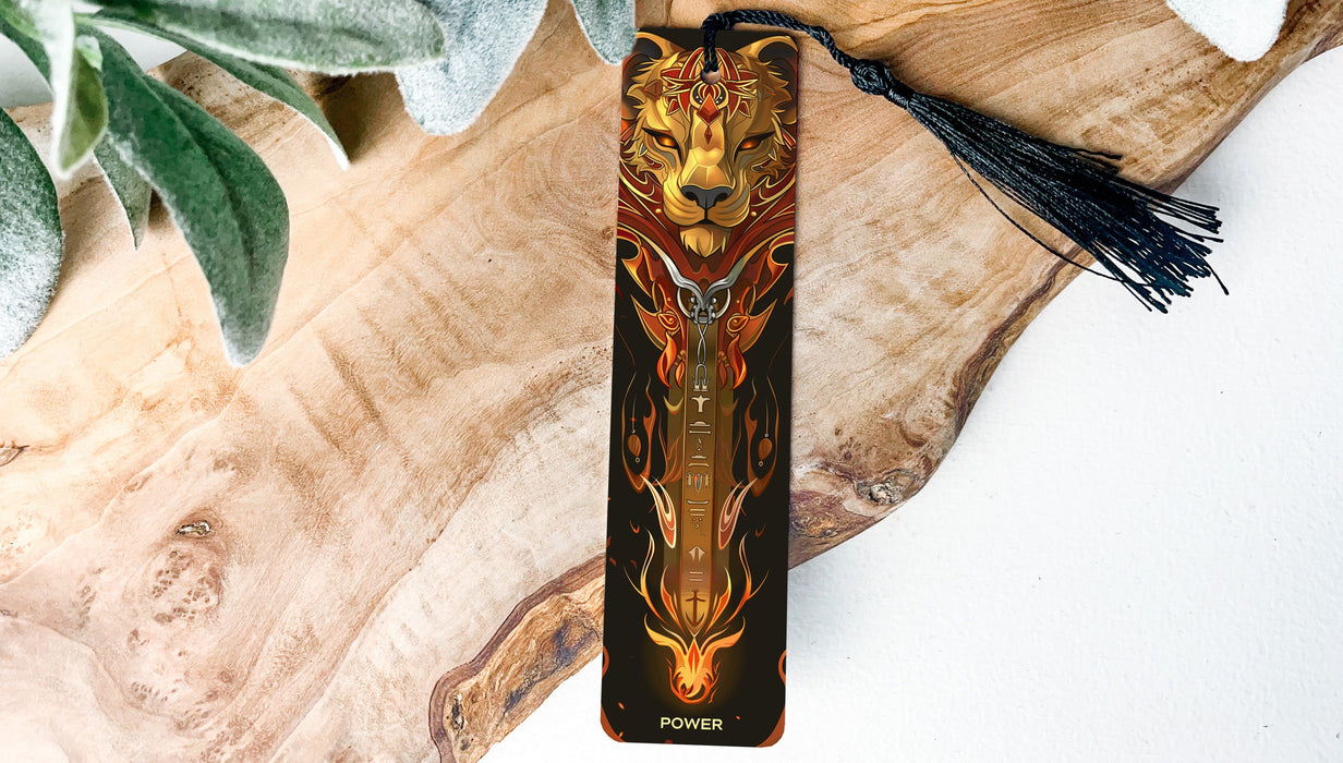 a bookmark with a picture of a lion on it