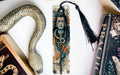 a bookmark with a snake and a snake on it