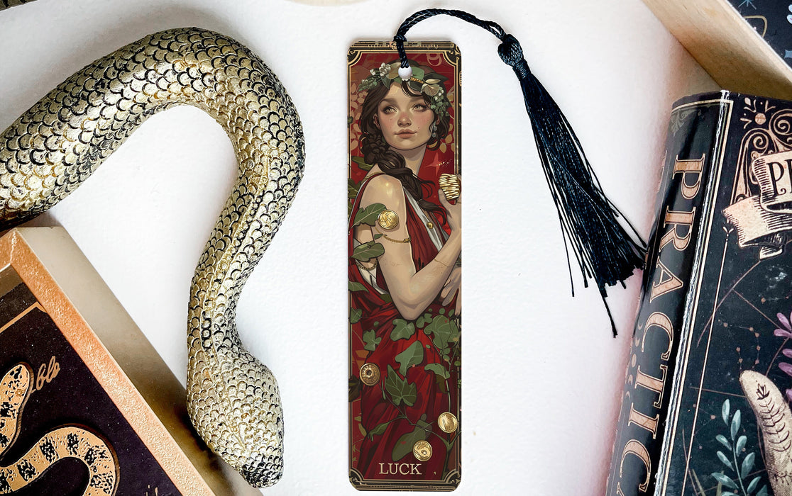 a bookmark with a picture of a woman on it