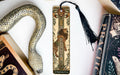 a bookmark with a snake and a snake on it