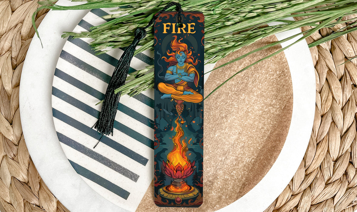 a bookmark sitting on top of a white plate