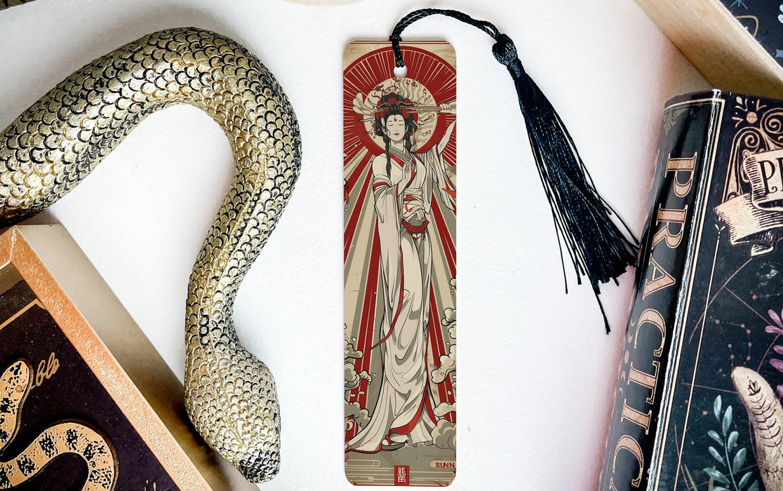 a bookmark with an image of a woman on it