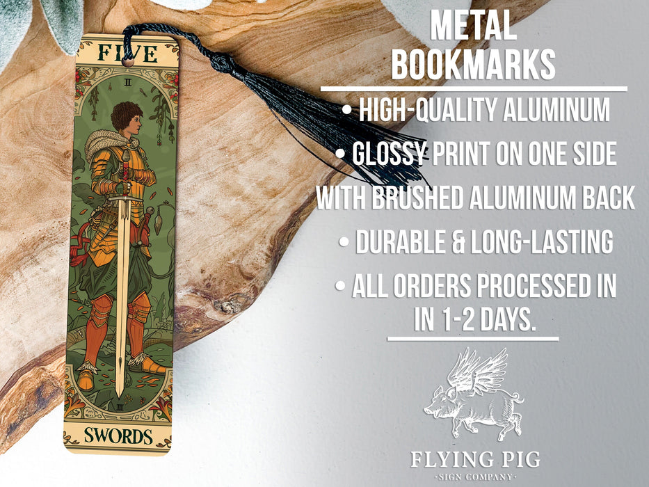 a bookmark with an image of a man holding a sword