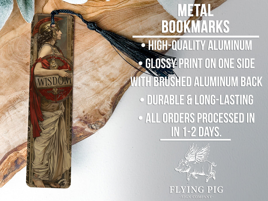 a metal bookmark with a picture of a woman