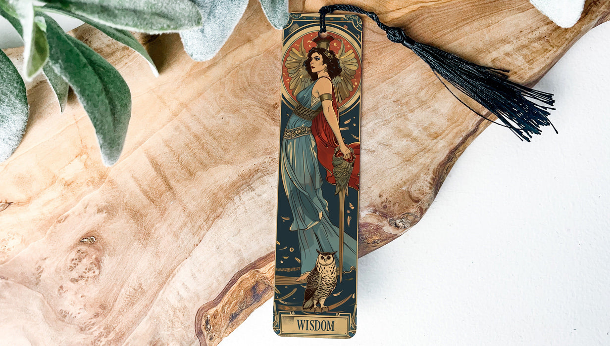a bookmark with an image of a woman and a cat on it