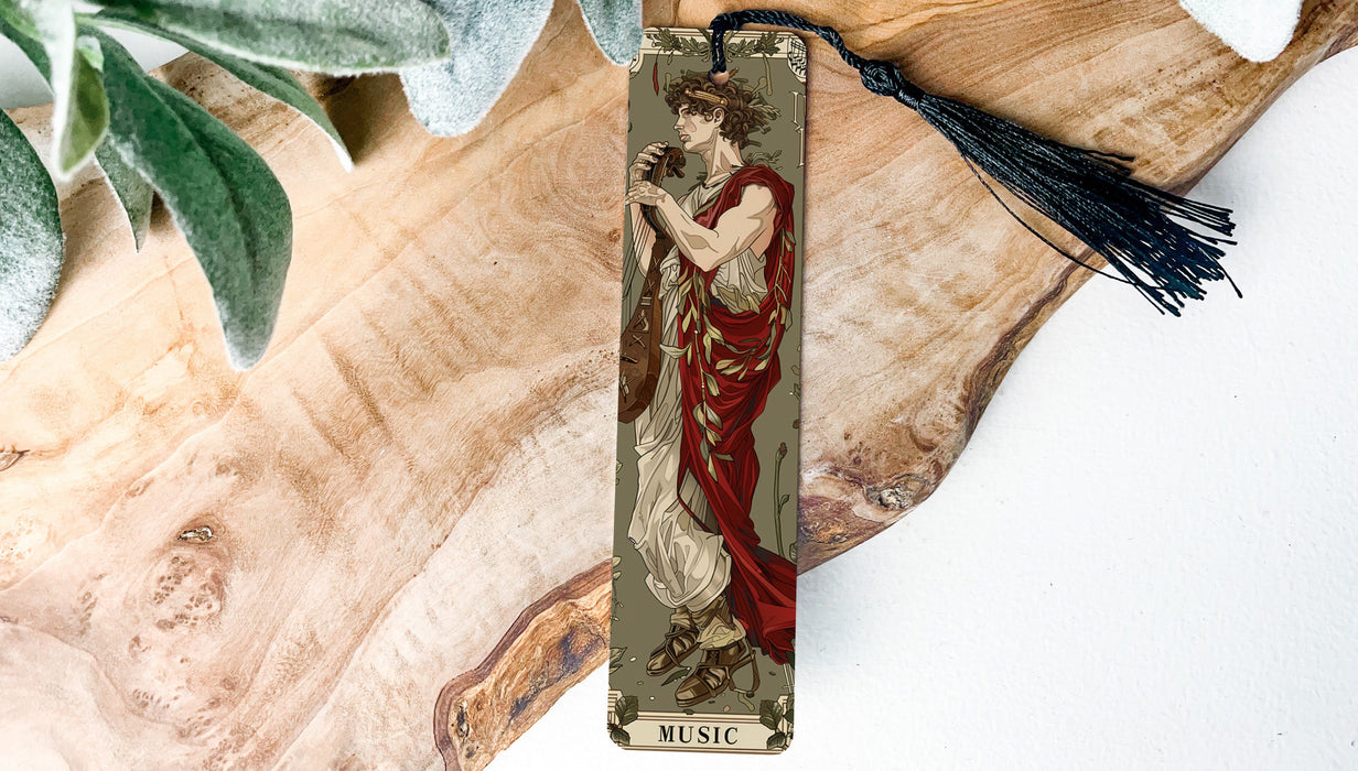 a bookmark with a picture of a woman in a red dress