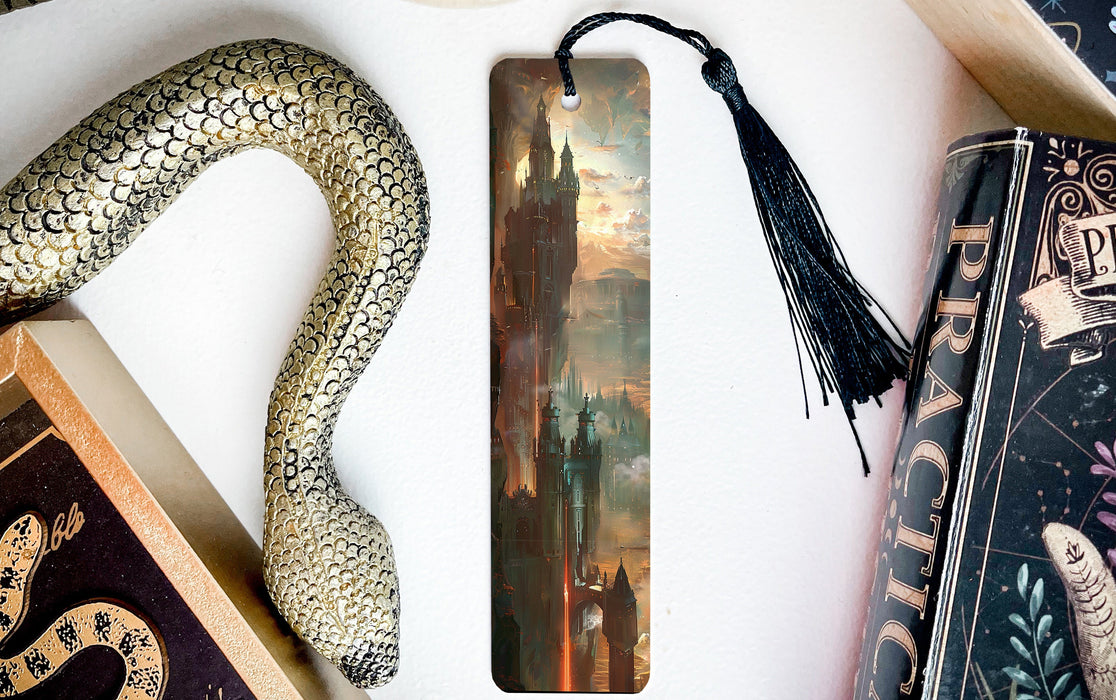 a bookmark, snake, and other items on a table