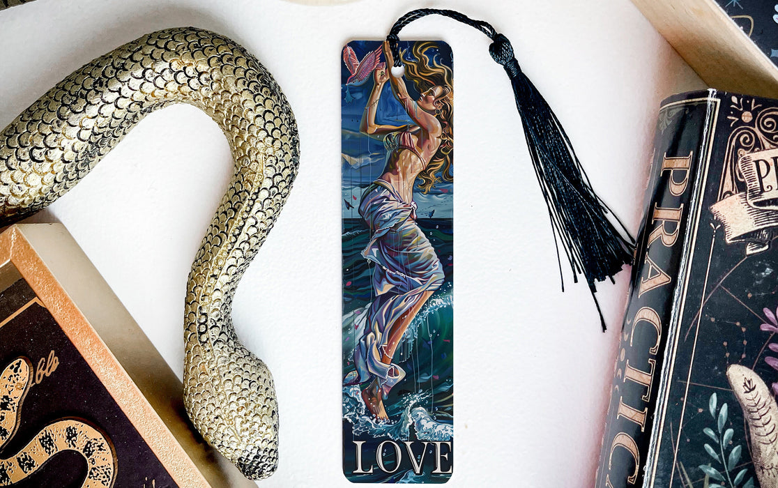 a bookmark with a picture of a woman on it