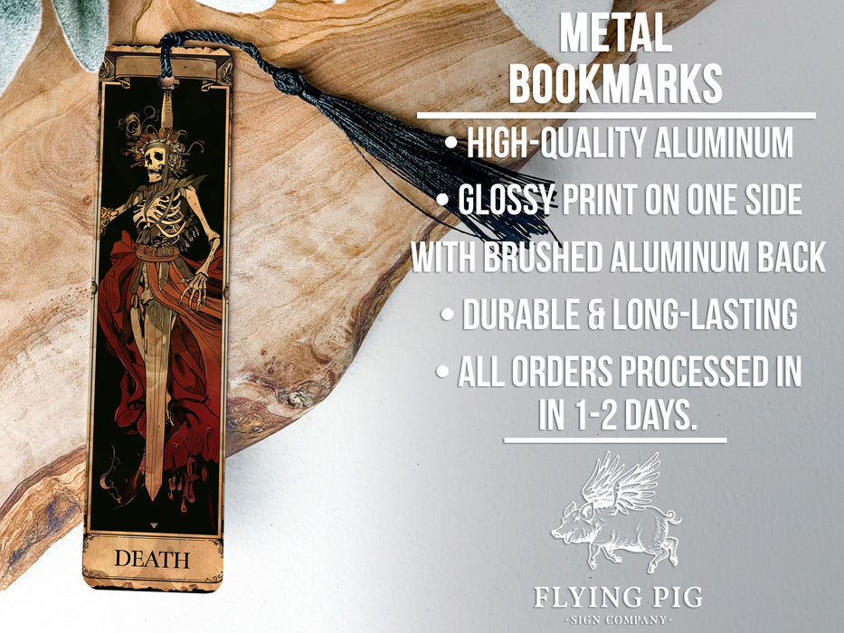 a bookmark with a picture of a skeleton on it